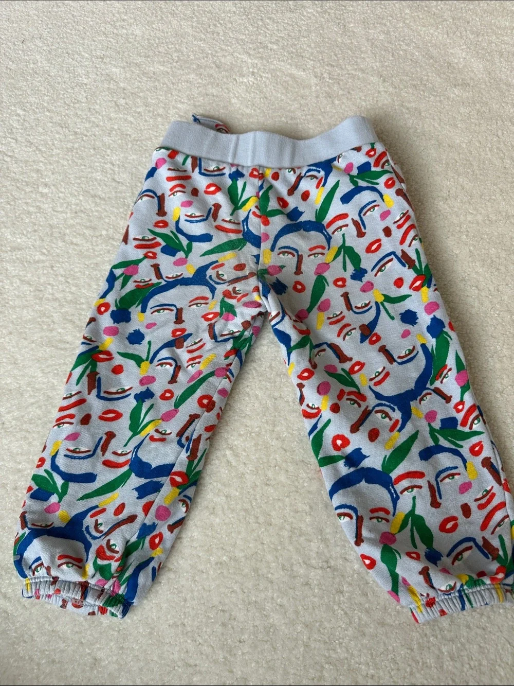 Nordstrom Cristina Martinez  Abstract Face Print Joggers - Light Blue Base
